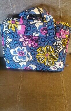 Floral Quilted Blue Travel Tote Bag with Pink & Yellow Accents Vera Bradley